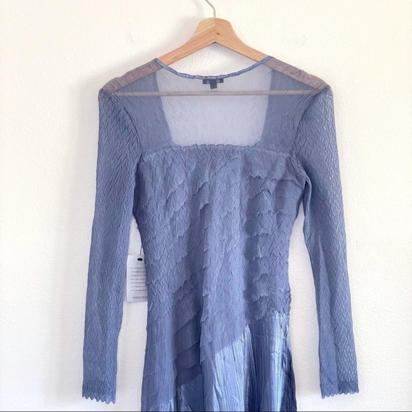 NWT Komarov Charmeuse Chiffon Long Sleeve Midi Dress Persian Violet Small - Picture 8 of 16